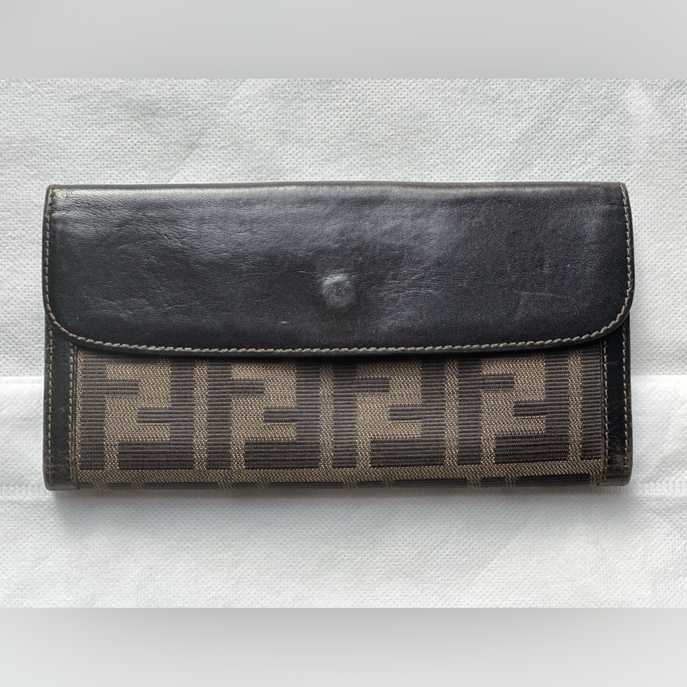 FENDI Zucca Wallet — Brown/Black — Made in Italy - Authentic Vintage ✨